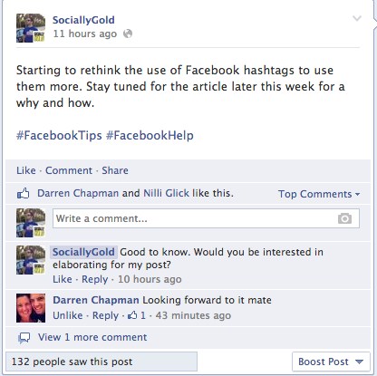 facebook hashtags