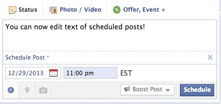 how to edit scheduled Facebook posts