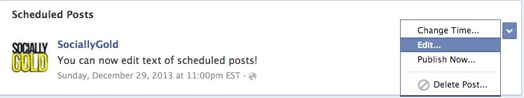 how to edit scheduled Facebook posts