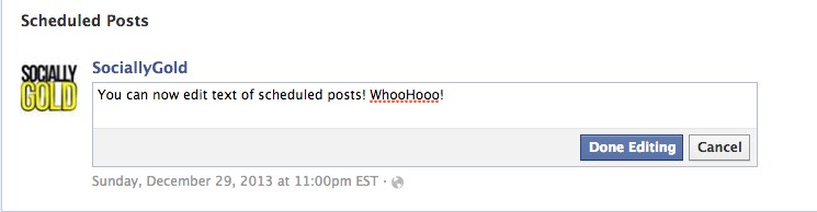 how to edit scheduled Facebook posts